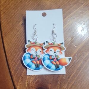 Cute Fox Earrings for Kids - Orange and Blue